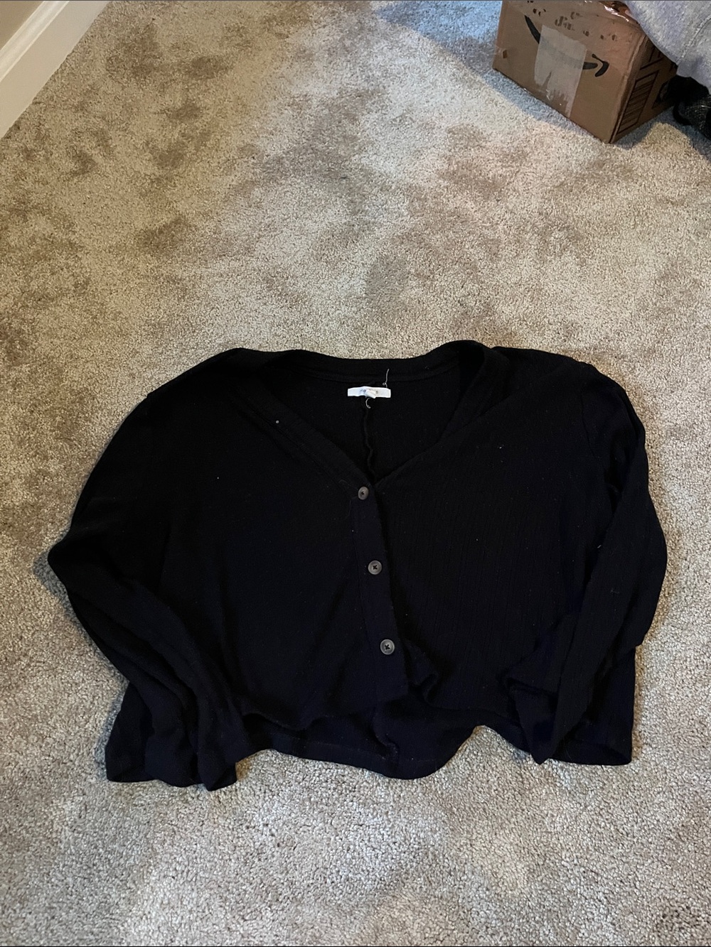 Maurices Black Ribbed Button-Up Crop Top